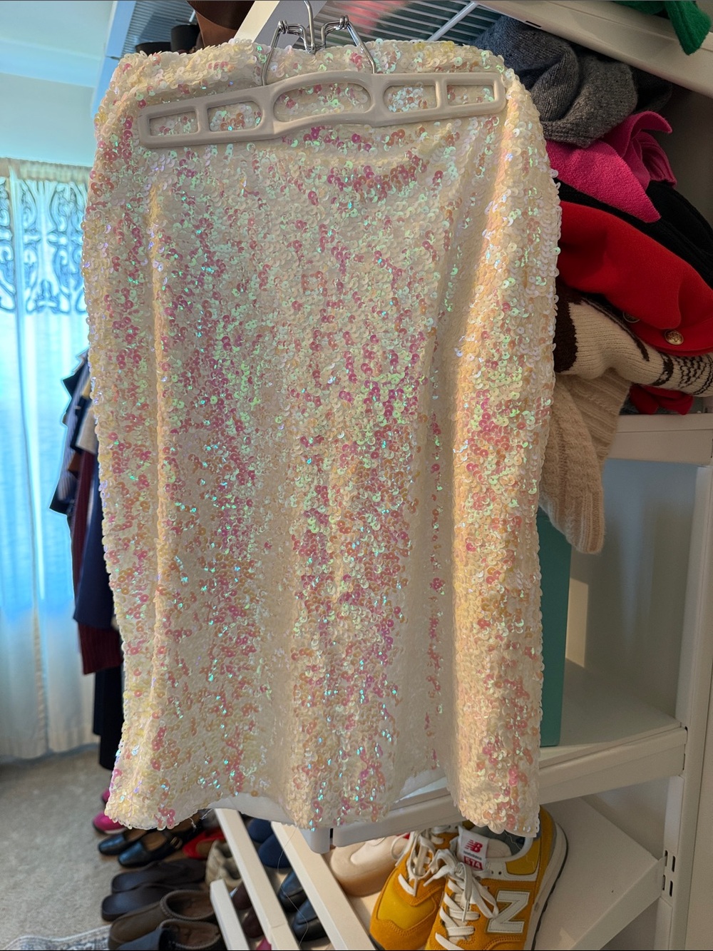 Amazon Ivory Sequin Mini Skirt with Iridescent Accents